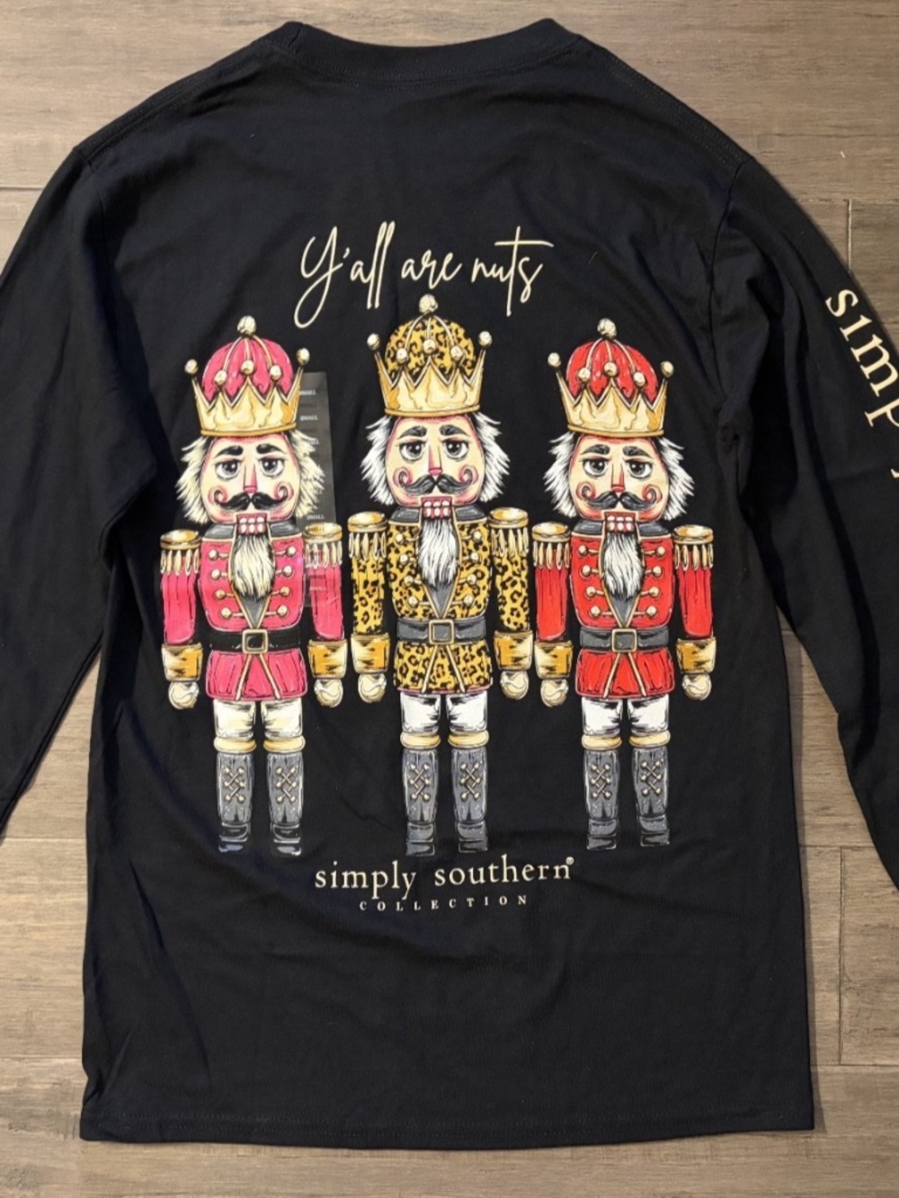NWT Simply Southern Women's Small Black Long Sleeve Nutcracker Christmas Shirt